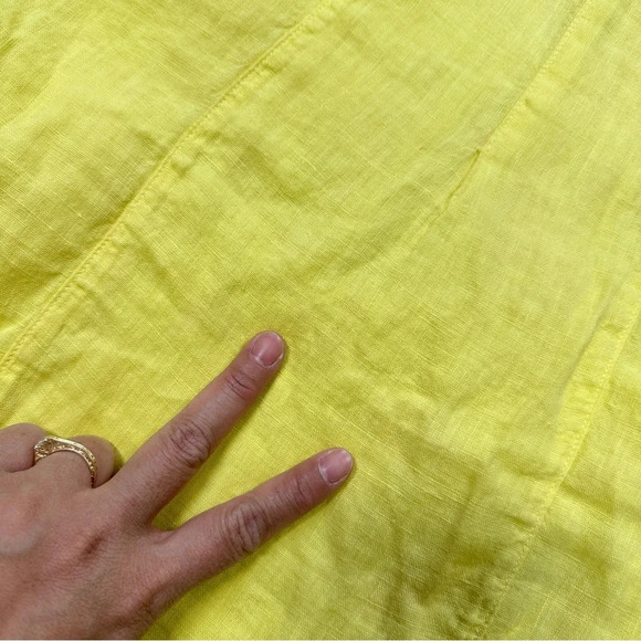 Sahara 100% Pure Linen Sleeveless Midi Dress Pintuck Beachy in Yellow Size M - Picture 14 of 15